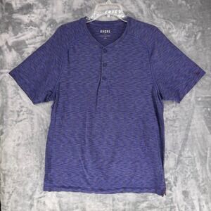 RHONE Mens Heathered Blue Short Sleeve Henley Shirt Size Large Pima Cotton